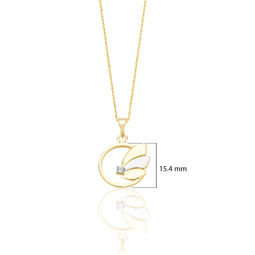 Üçlü Yaprak 14 Ayar Altın Kolye Minimalist Hediye K030