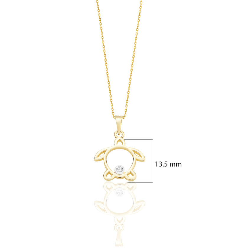 Deniz Kaplumbağası Karetta 14 Ayar Altın Kolye Minimalist Hediye K031