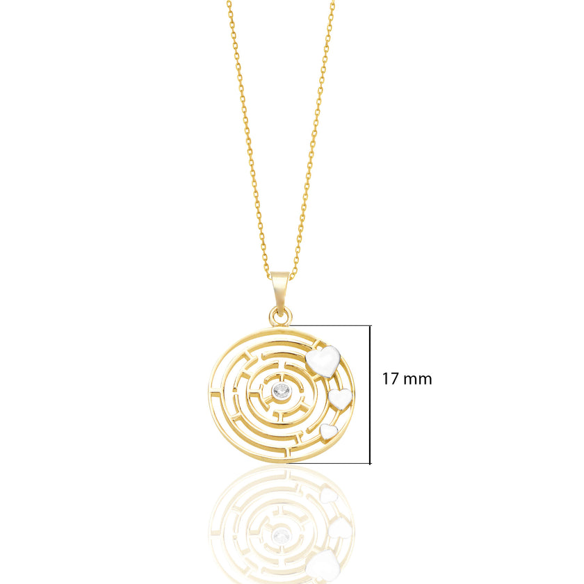 Labirent Altın Kolye 14 Ayar Minimalist Kolye K035
