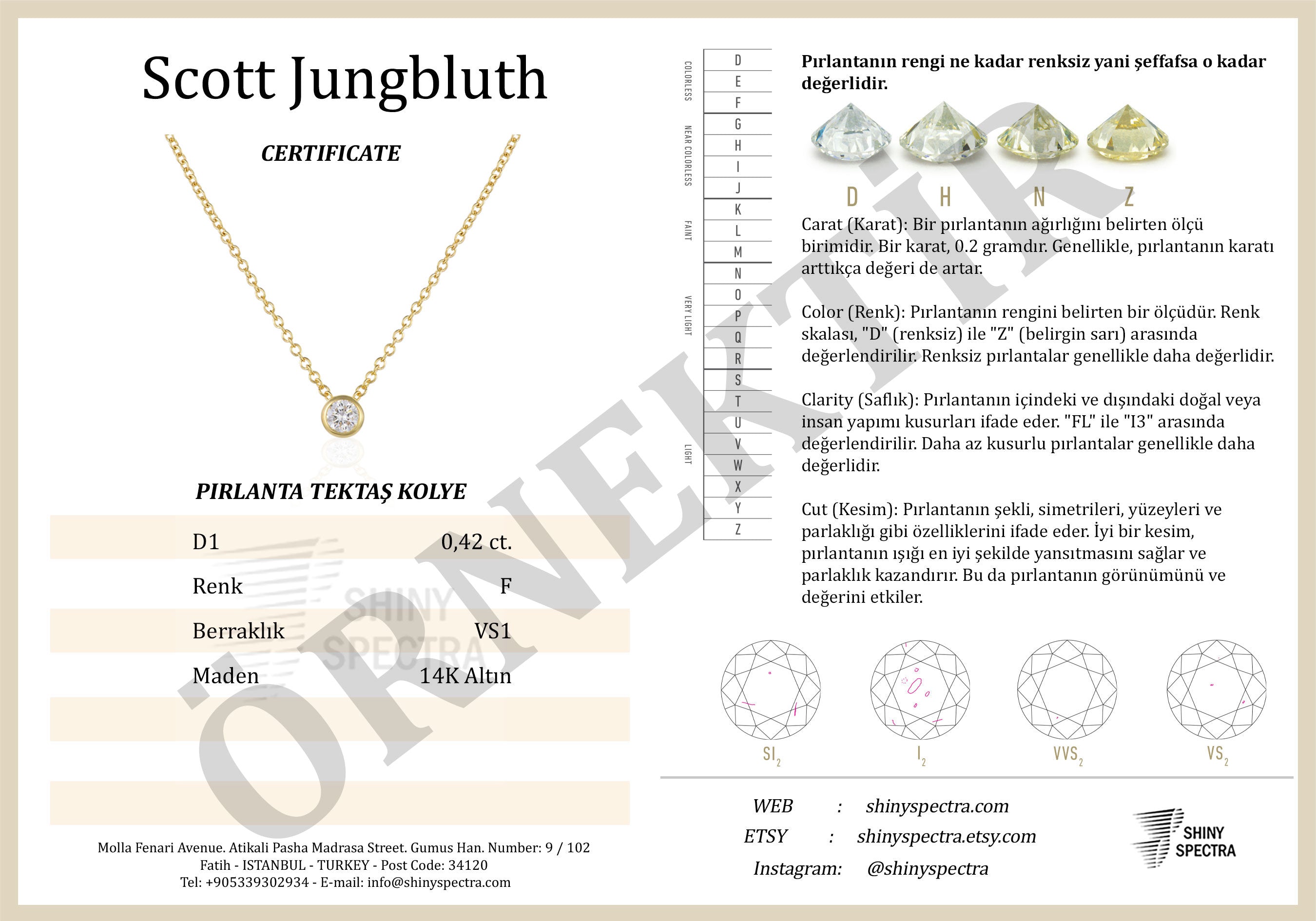 Shiny Spectra 0.34 Karat F-G VS Baget Pırlanta Yüzük OROB003