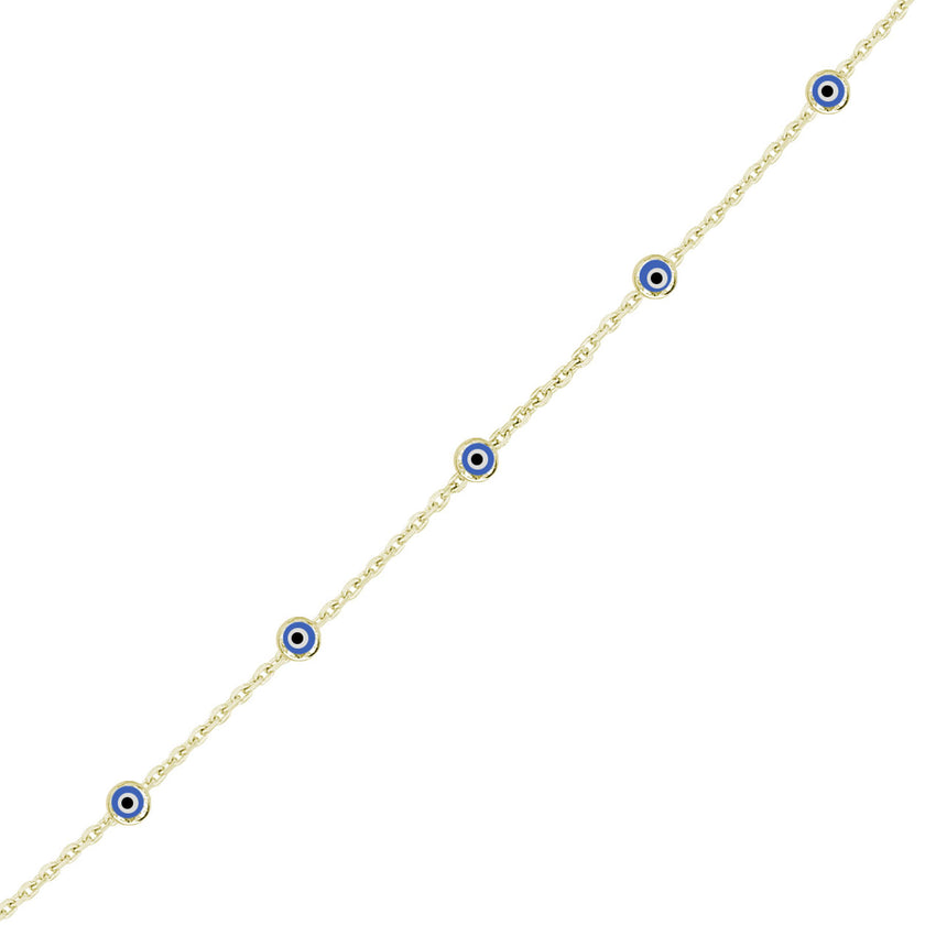 Nazar Gözlü İnce Tek Zincirli Bileklik SS1NZB 12