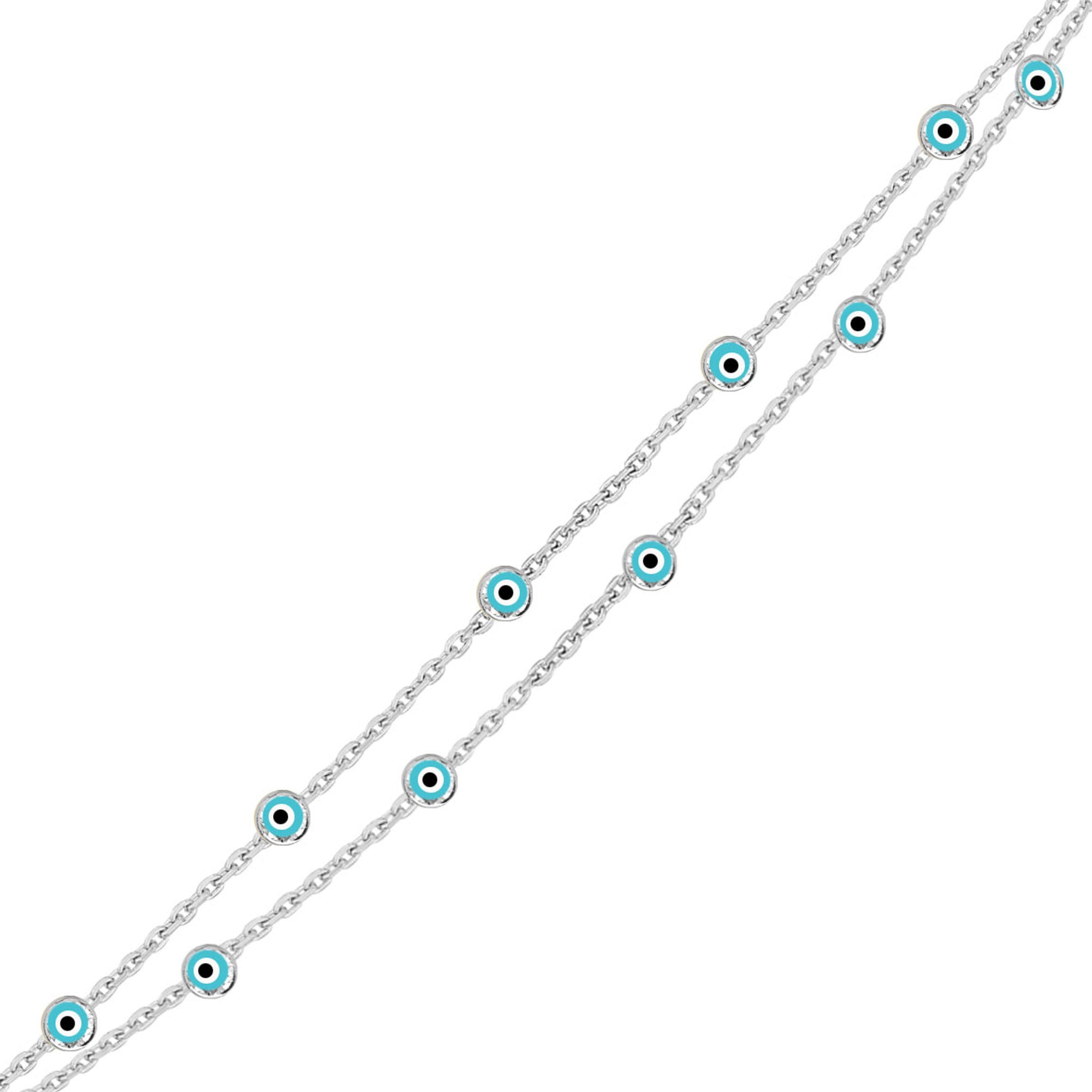 Nazar Gözlü İnce İki Zincirli Bileklik SS2NZB 2