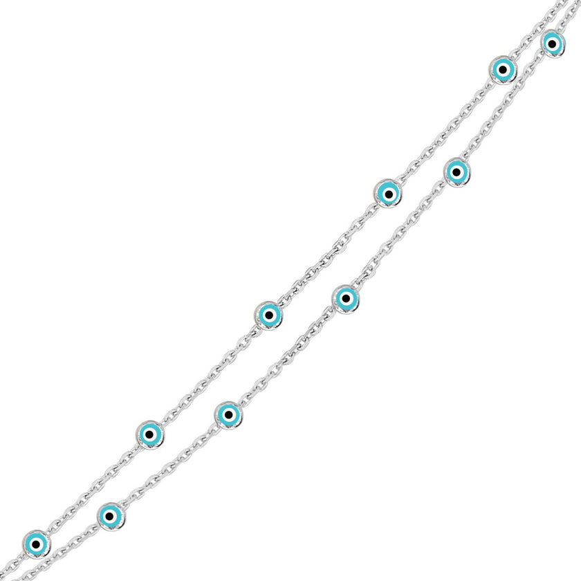 Nazar Gözlü İnce İki Zincirli Bileklik SS2NZB 2