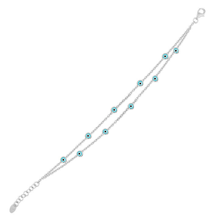 Nazar Gözlü İnce İki Zincirli Bileklik SS2NZB 1