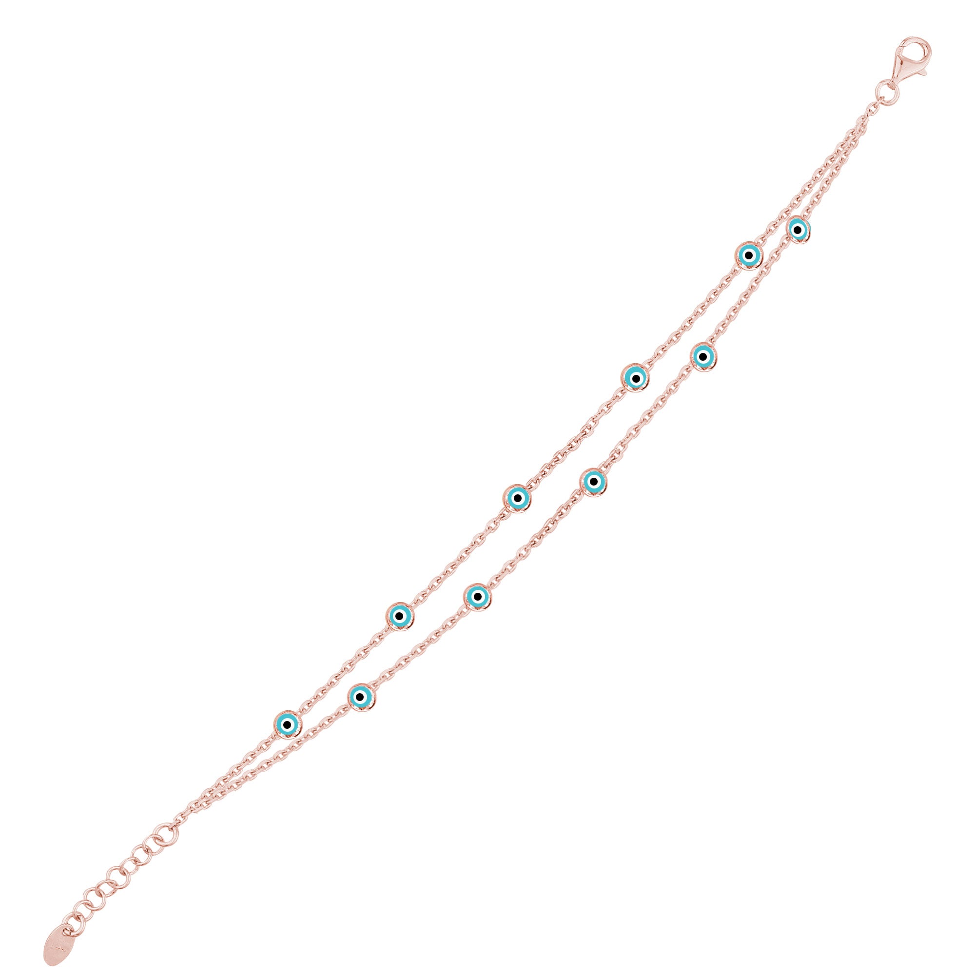 Nazar Gözlü İnce İki Zincirli Bileklik SS2NZB 5