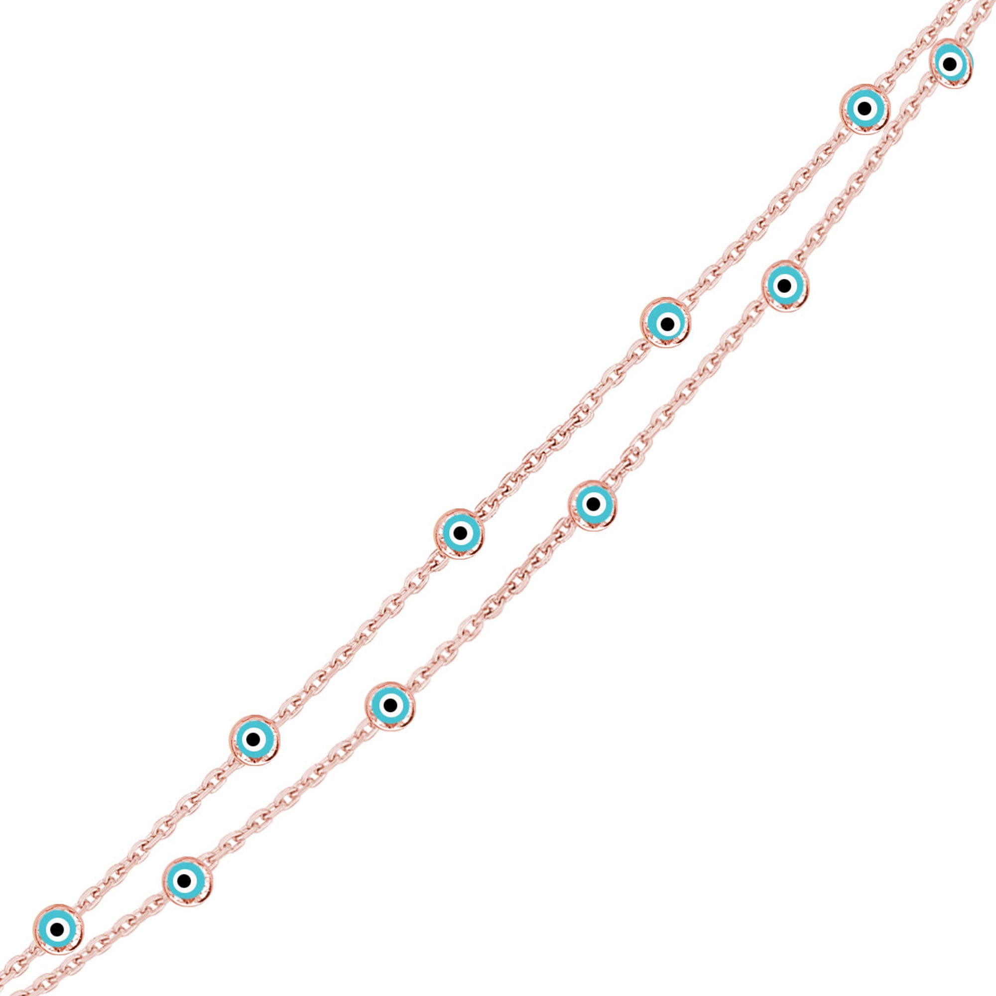 Nazar Gözlü İnce İki Zincirli Bileklik SS2NZB 6