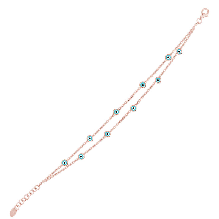 Nazar Gözlü İnce İki Zincirli Bileklik SS2NZB 5