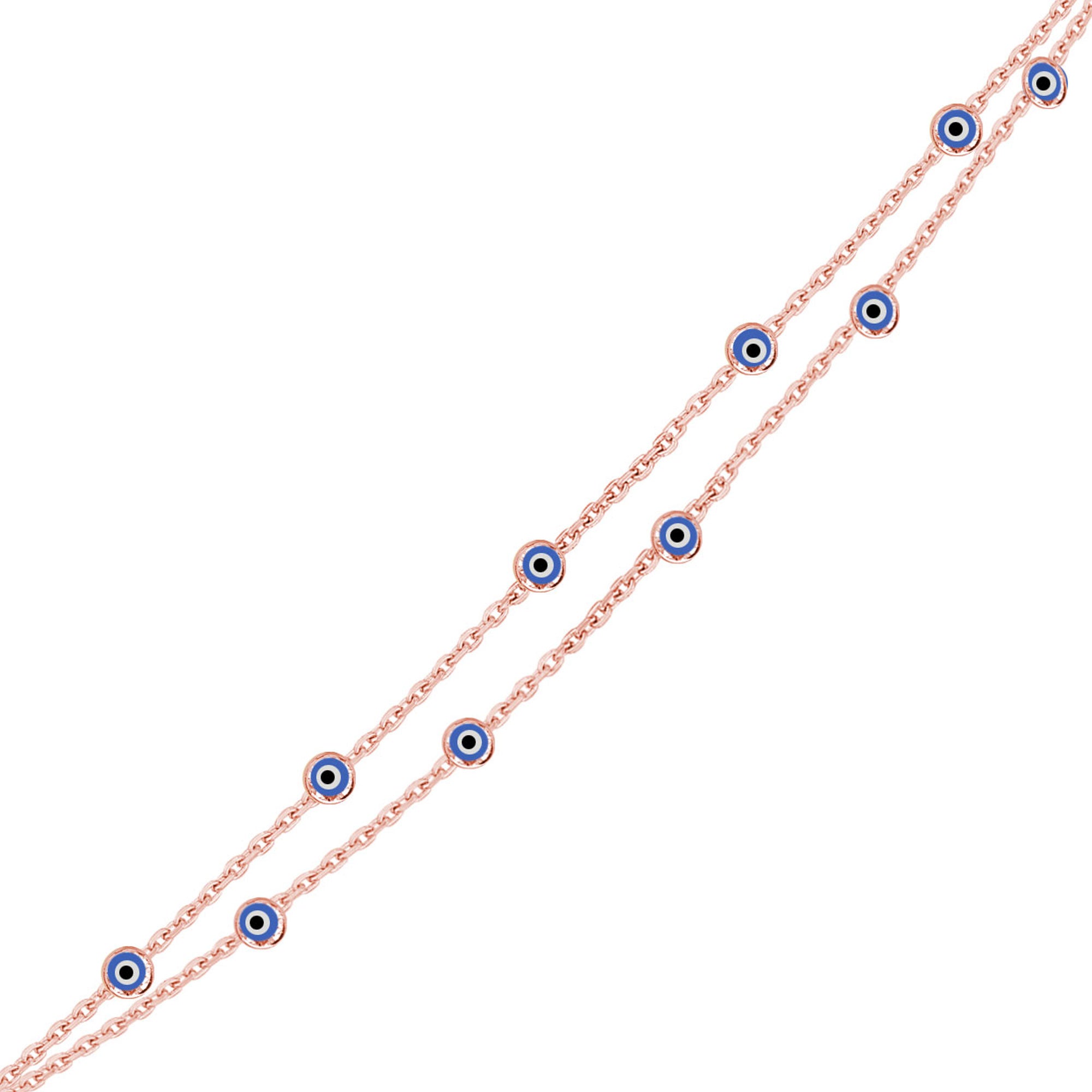 Nazar Gözlü İnce İki Zincirli Bileklik SS2NZB 12