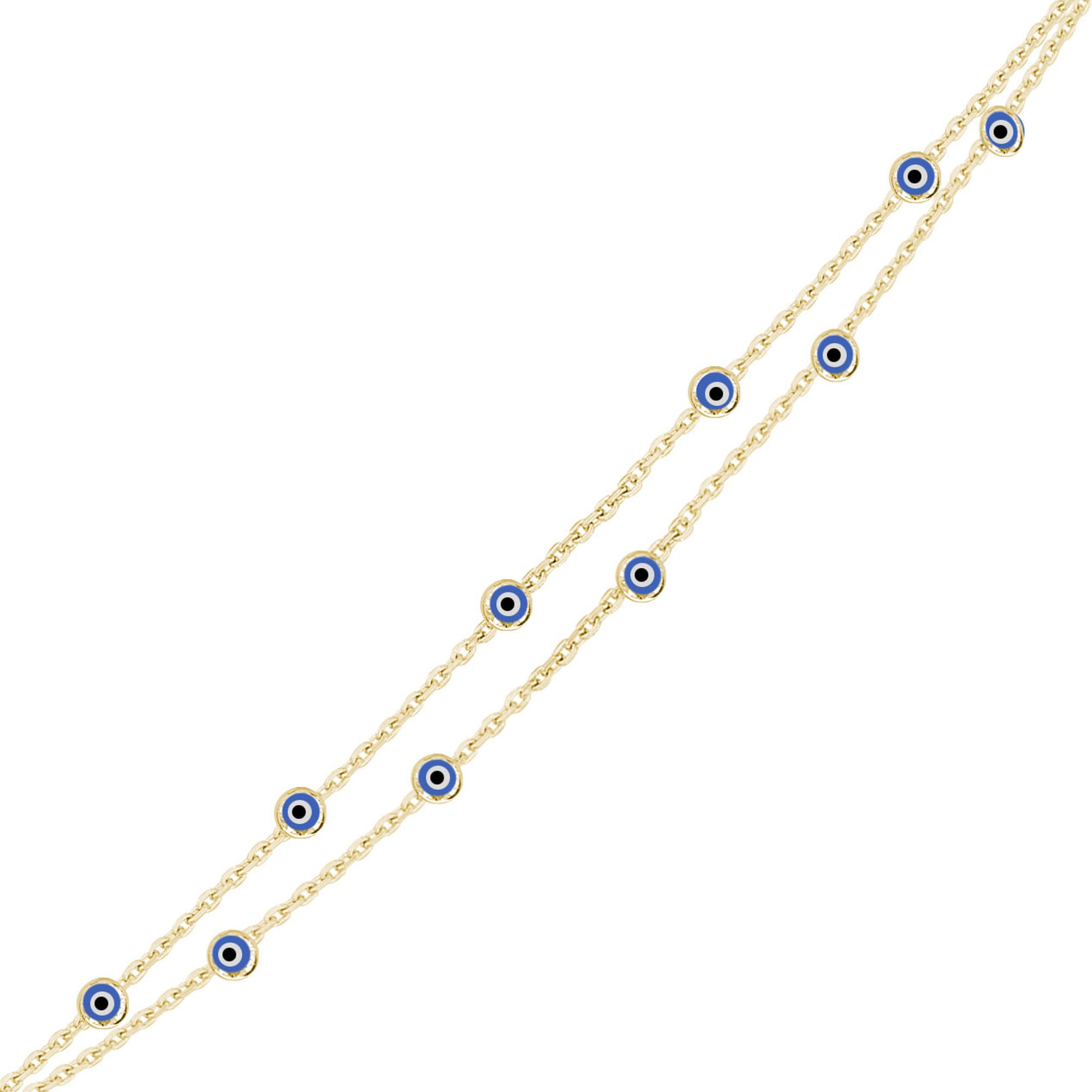 Nazar Gözlü İnce İki Zincirli Bileklik SS2NZB 10