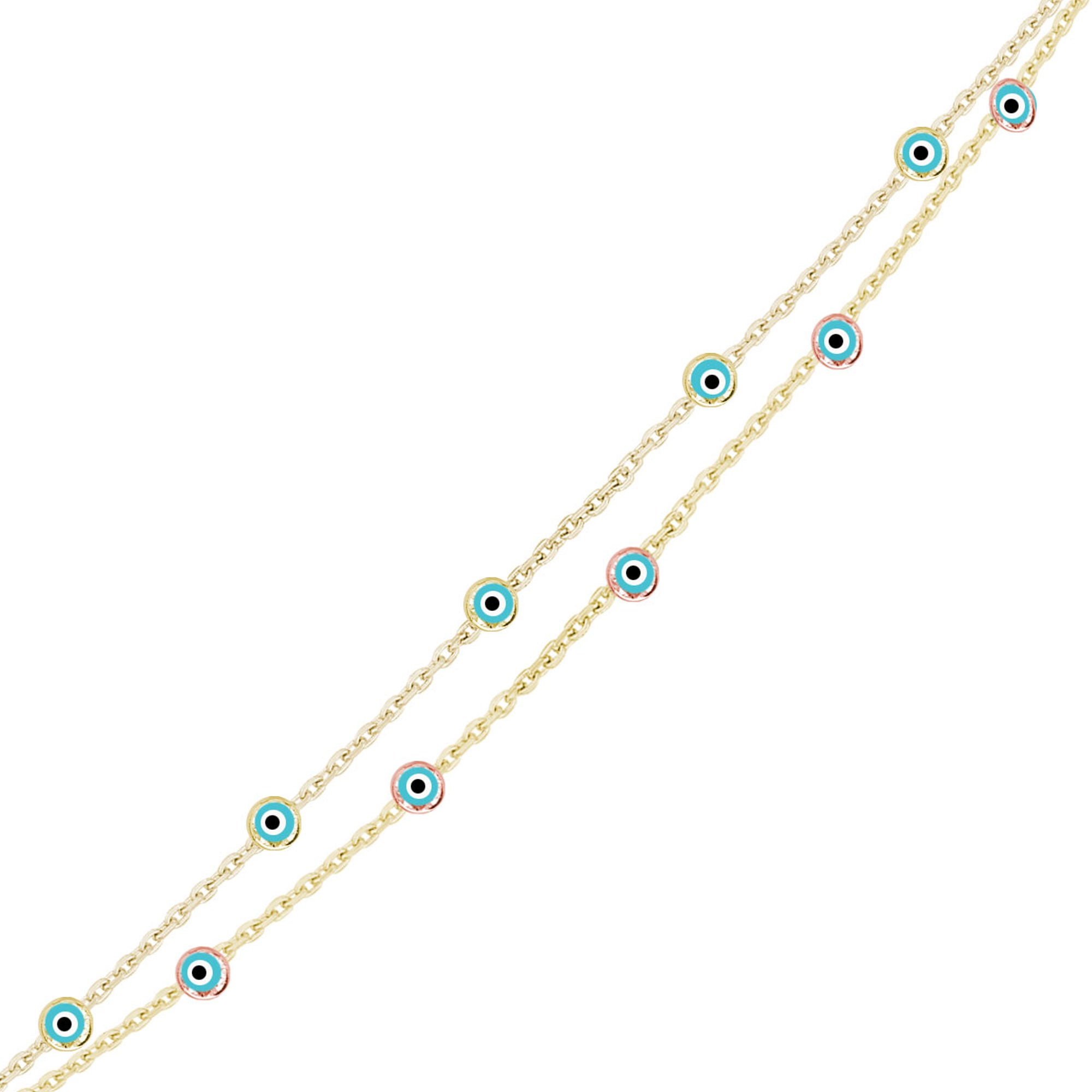 Nazar Gözlü İnce İki Zincirli Bileklik SS2NZB 4