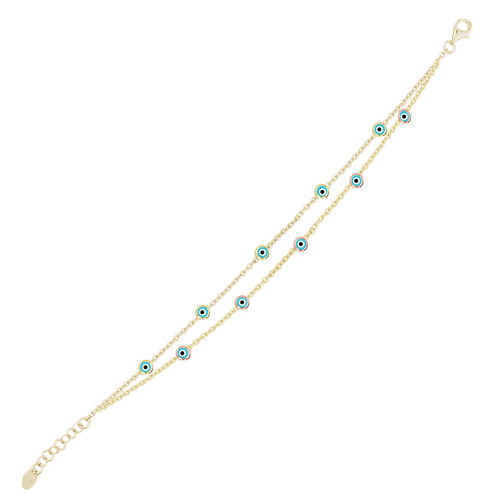 Nazar Gözlü İnce İki Zincirli Bileklik SS2NZB 3