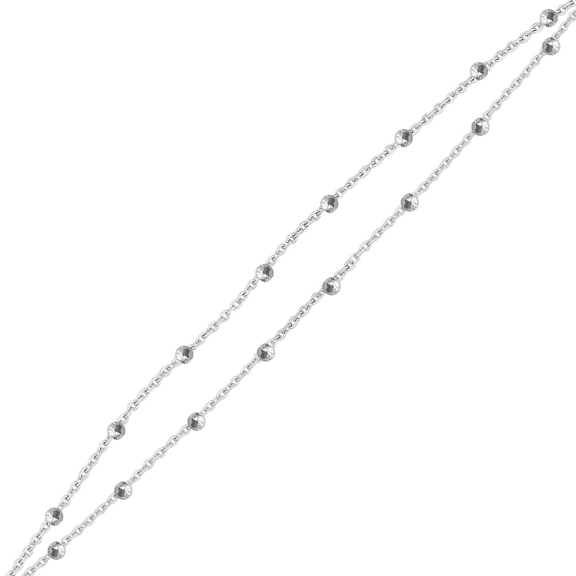 Toplu İnce Gümüş Çift Zincir Bileklik SS2TBLK