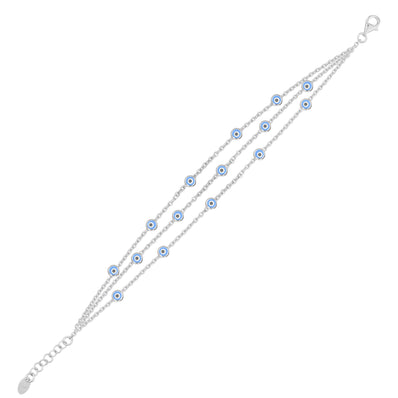 Nazar Gözlü İnce Üç Zincirli Bileklik SS3NZB