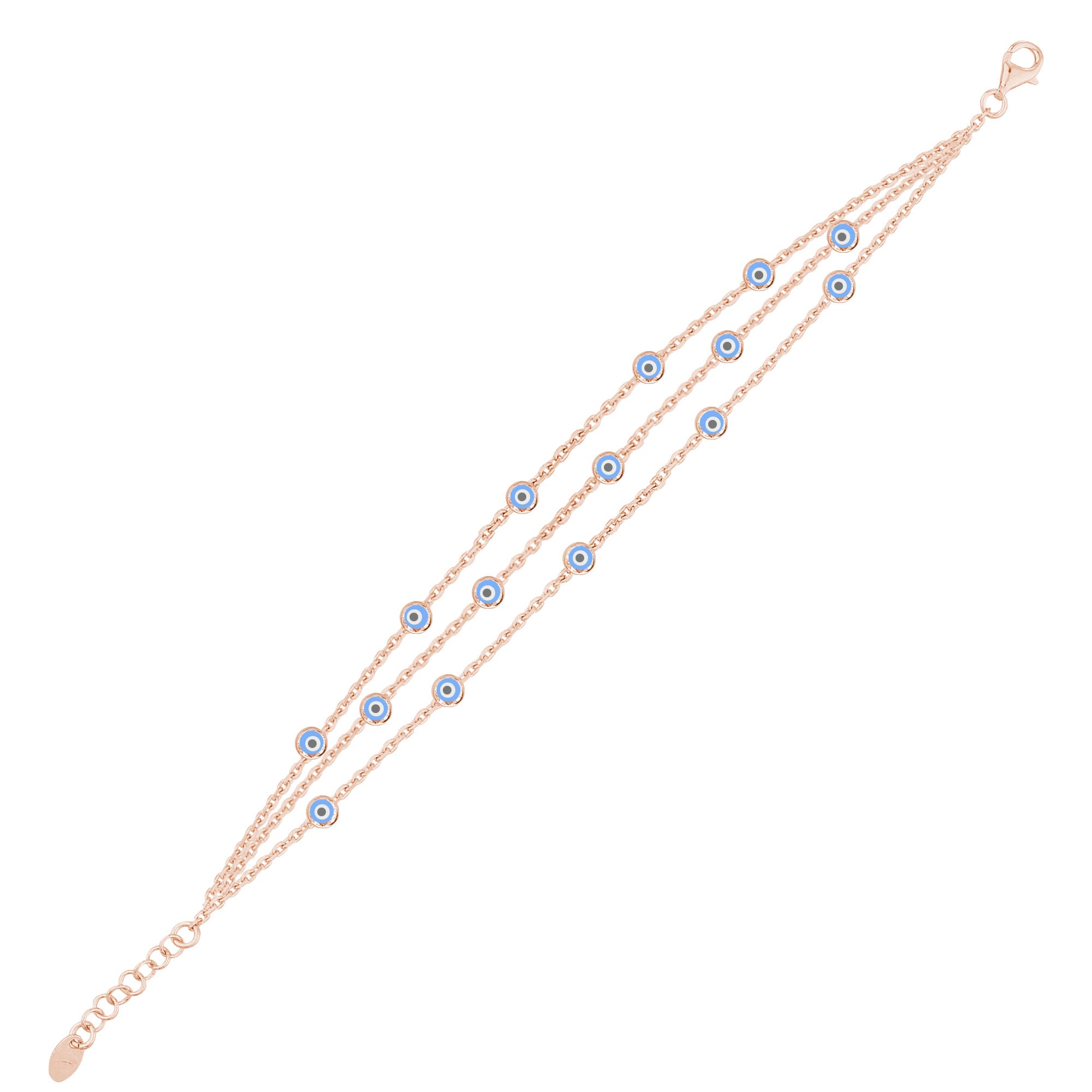 Nazar Gözlü İnce Üç Zincirli Bileklik SS3NZB