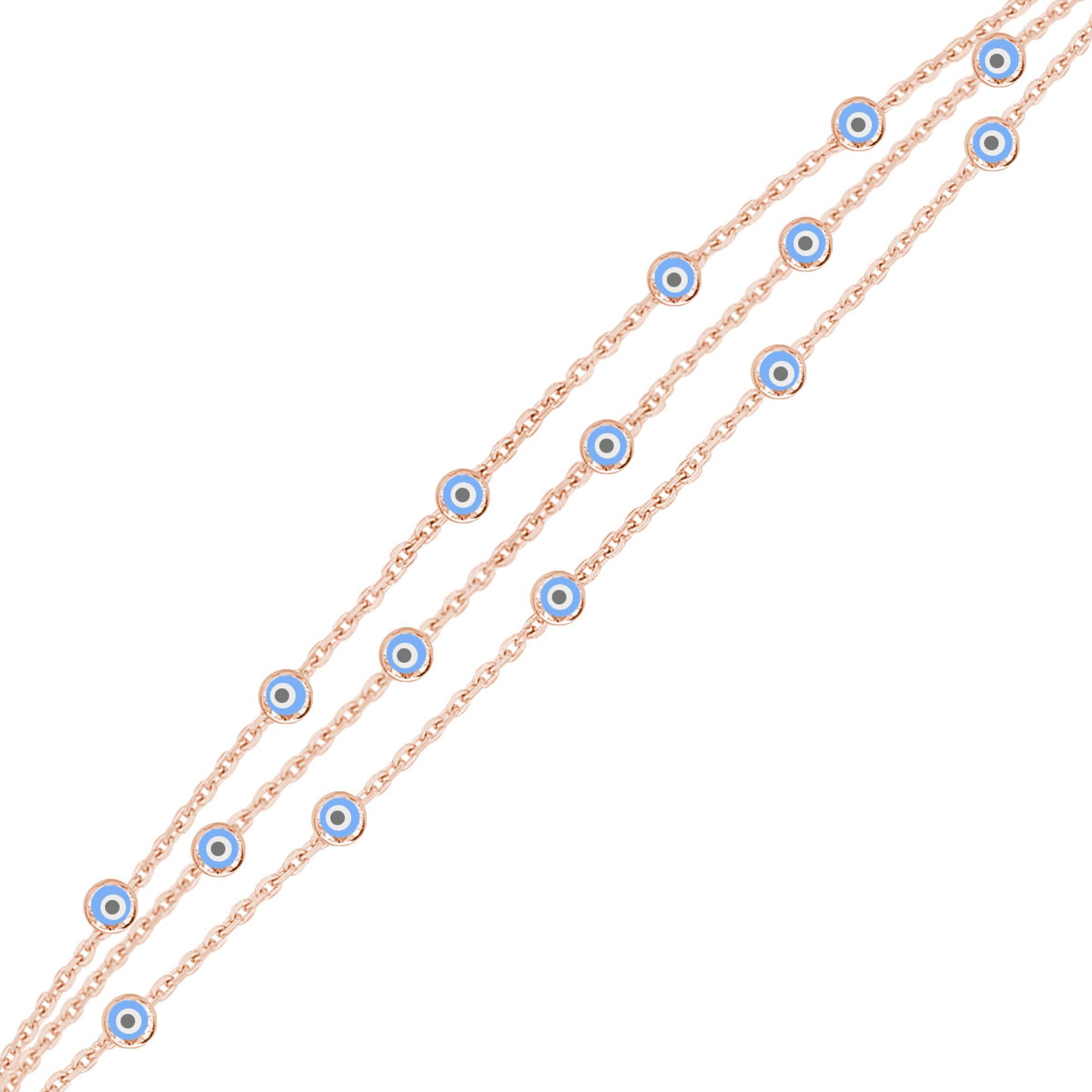 Nazar Gözlü İnce Üç Zincirli Bileklik SS3NZB