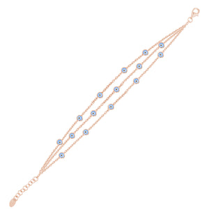 Nazar Gözlü İnce Üç Zincirli Bileklik SS3NZB