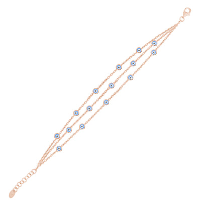 Nazar Gözlü İnce Üç Zincirli Bileklik SS3NZB