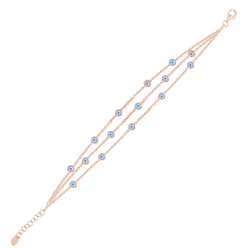 Nazar Gözlü İnce Üç Zincirli Bileklik SS3NZB