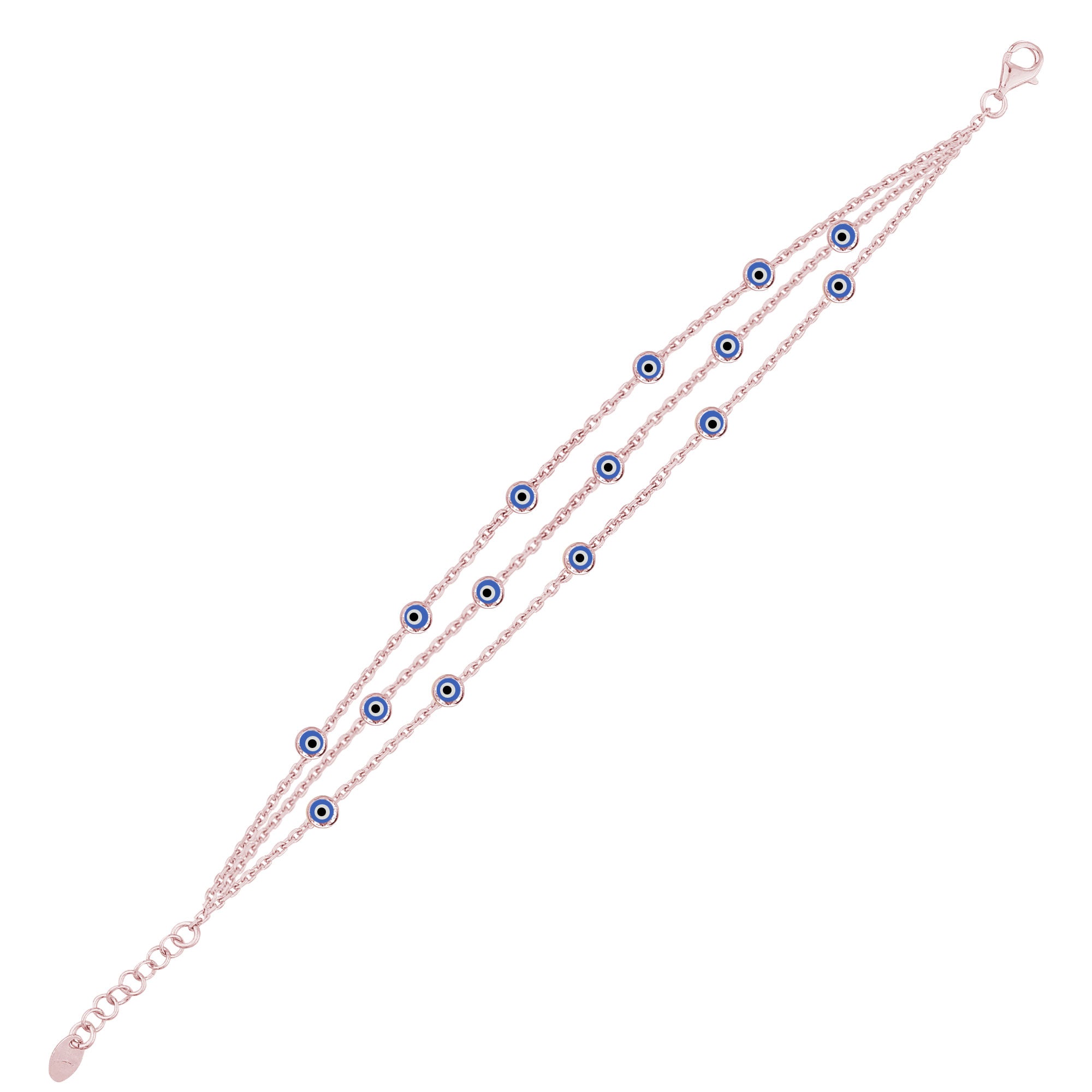 Nazar Gözlü İnce Üç Zincirli Bileklik SS3NZB