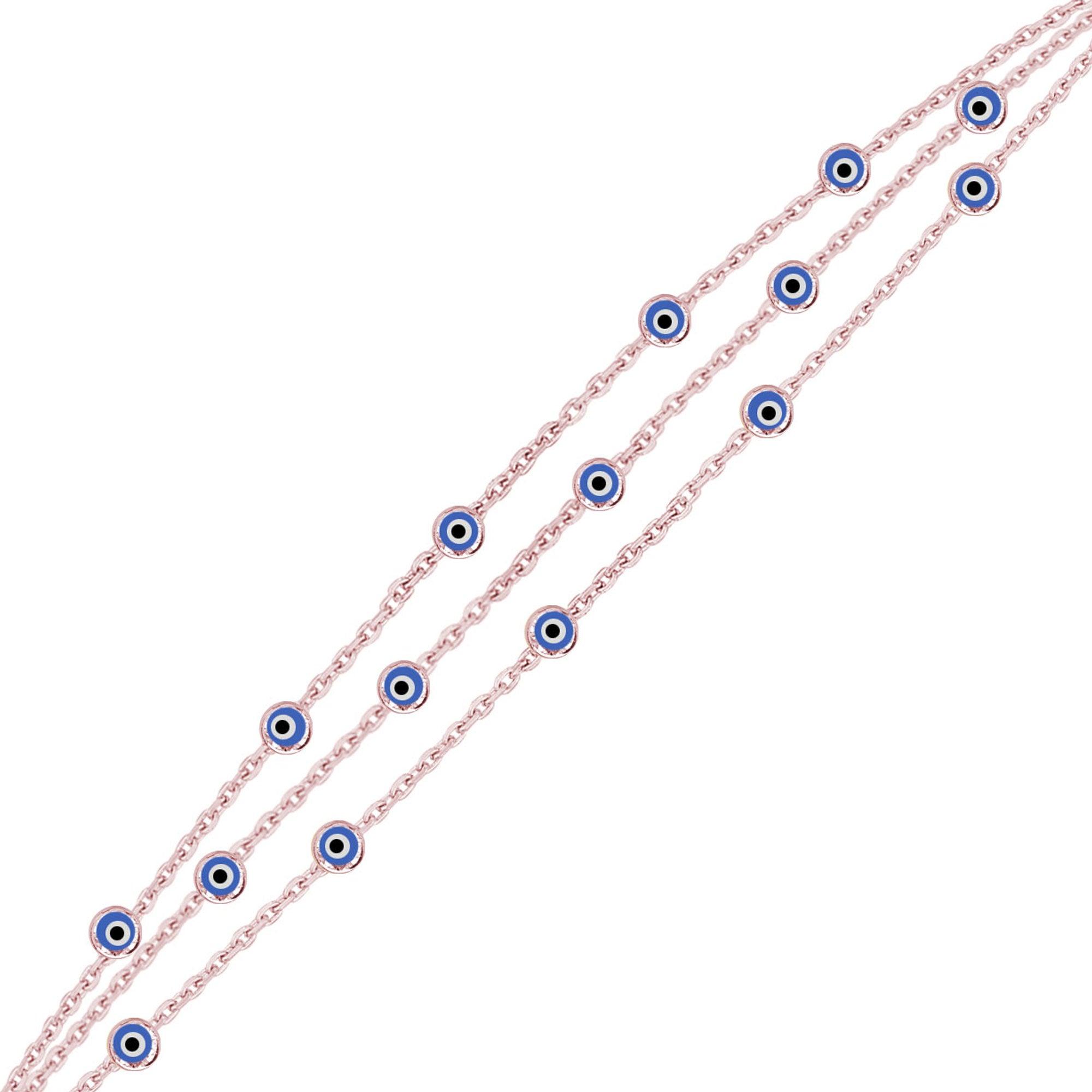 Nazar Gözlü İnce Üç Zincirli Bileklik SS3NZB