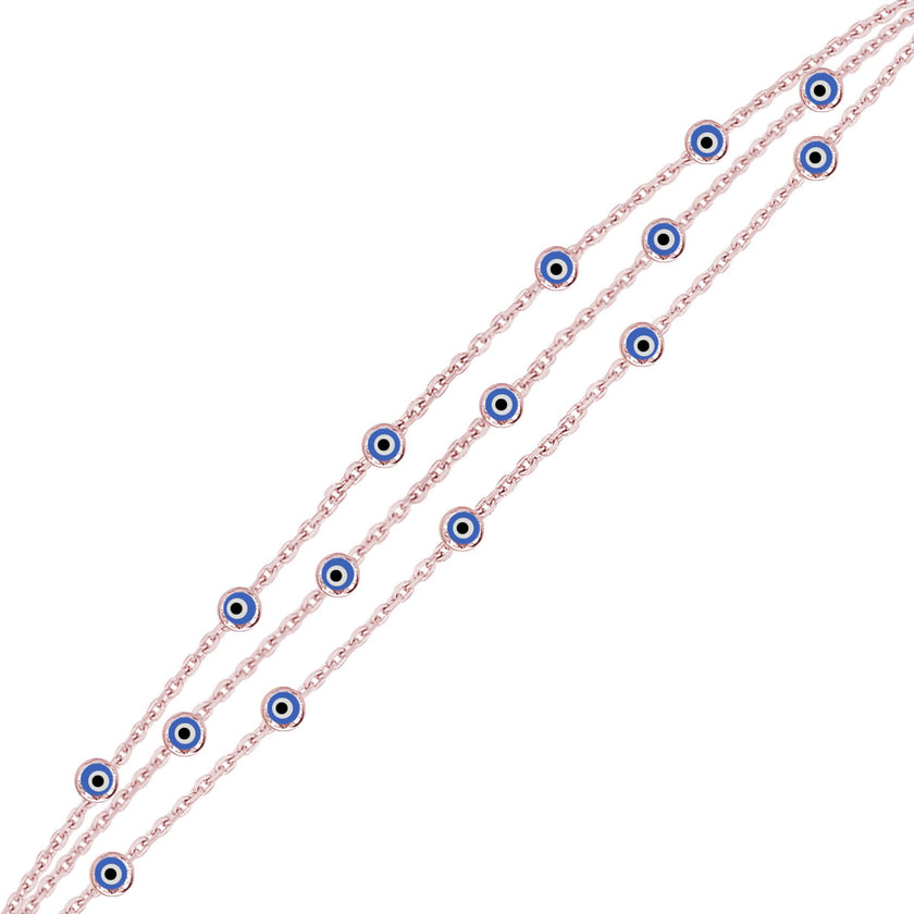 Nazar Gözlü İnce Üç Zincirli Bileklik SS3NZB