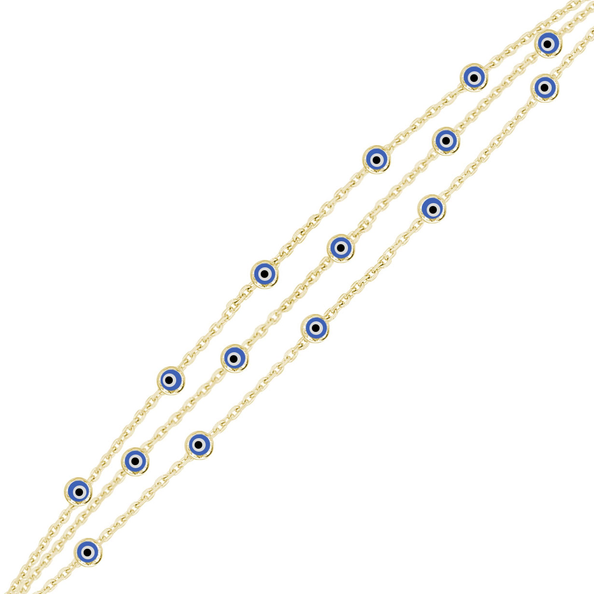 Nazar Gözlü İnce Üç Zincirli Bileklik SS3NZB