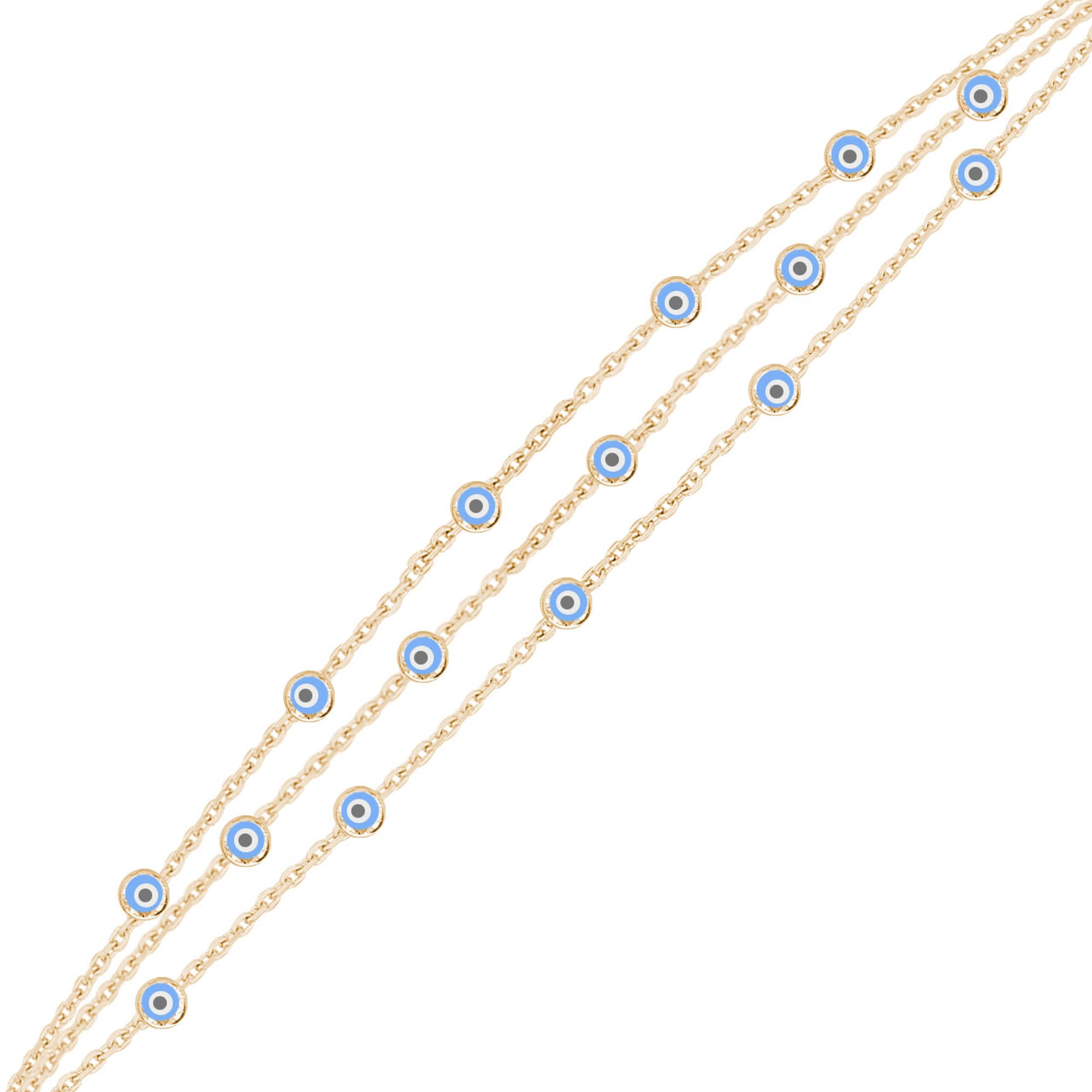 Nazar Gözlü İnce Üç Zincirli Bileklik SS3NZB