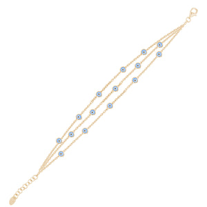 Nazar Gözlü İnce Üç Zincirli Bileklik SS3NZB