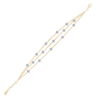 Nazar Gözlü İnce Üç Zincirli Bileklik SS3NZB