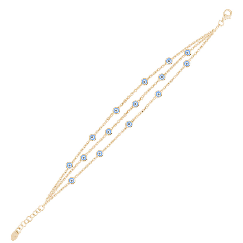 Nazar Gözlü İnce Üç Zincirli Bileklik SS3NZB