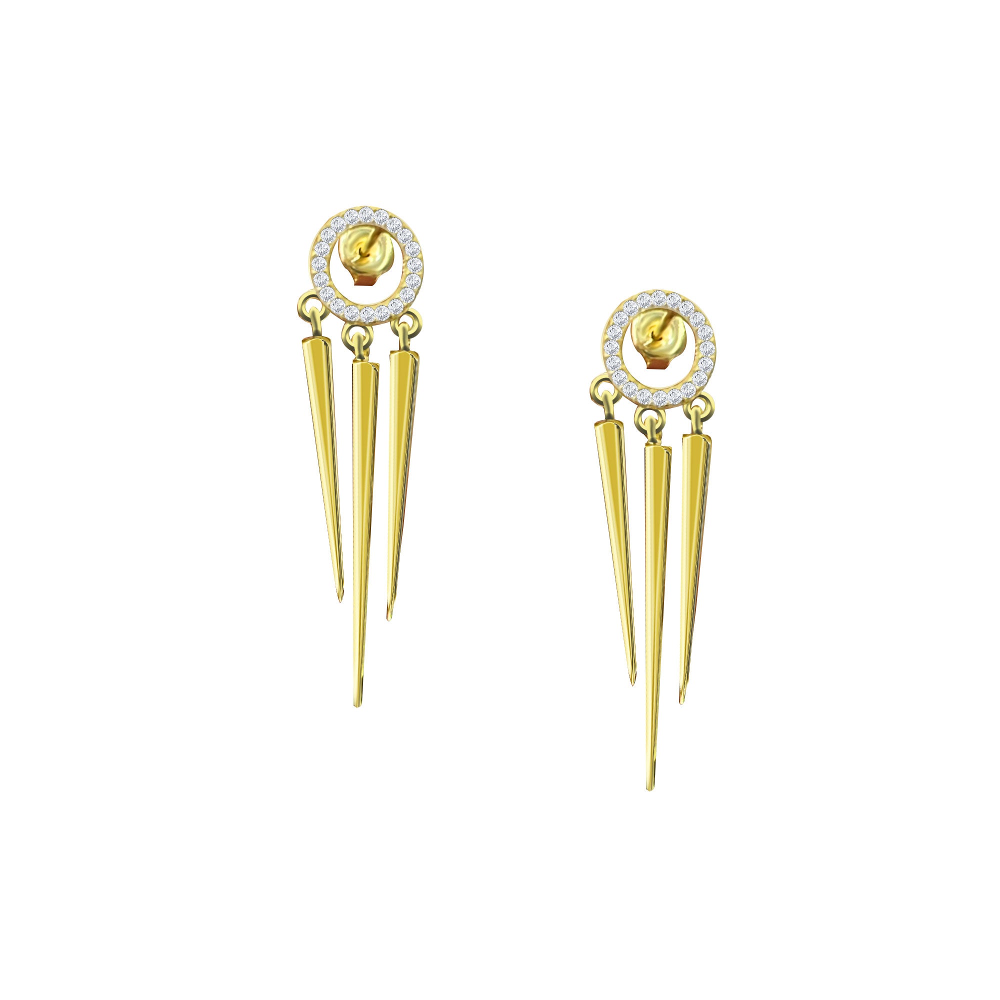 Modern Tasarım Üçlü Sarkıt Sallantılı Küpe 925 Ayar Gümüş Küpe SS3SARKITK