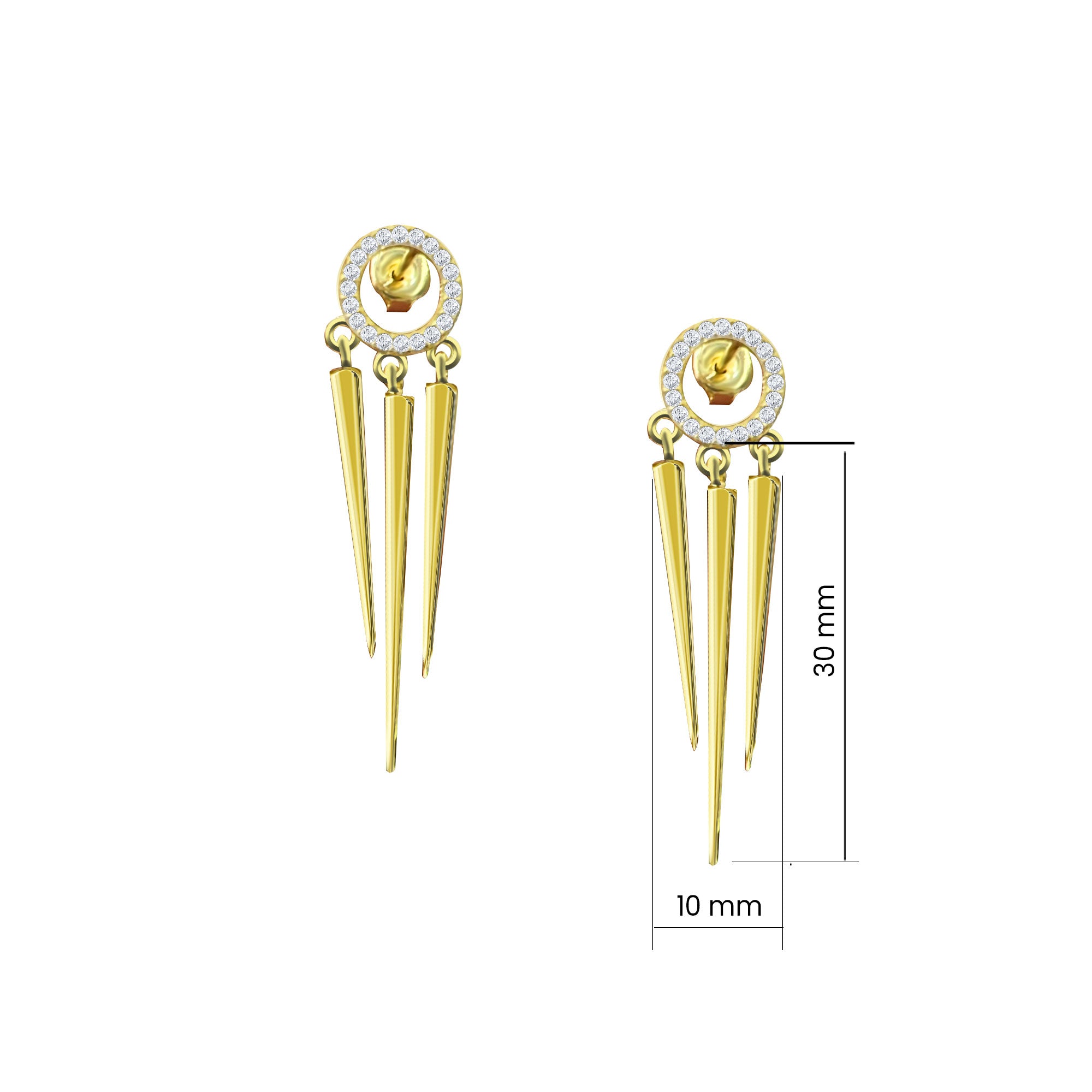 Modern Tasarım Üçlü Sarkıt Sallantılı Küpe 925 Ayar Gümüş Küpe SS3SARKITK