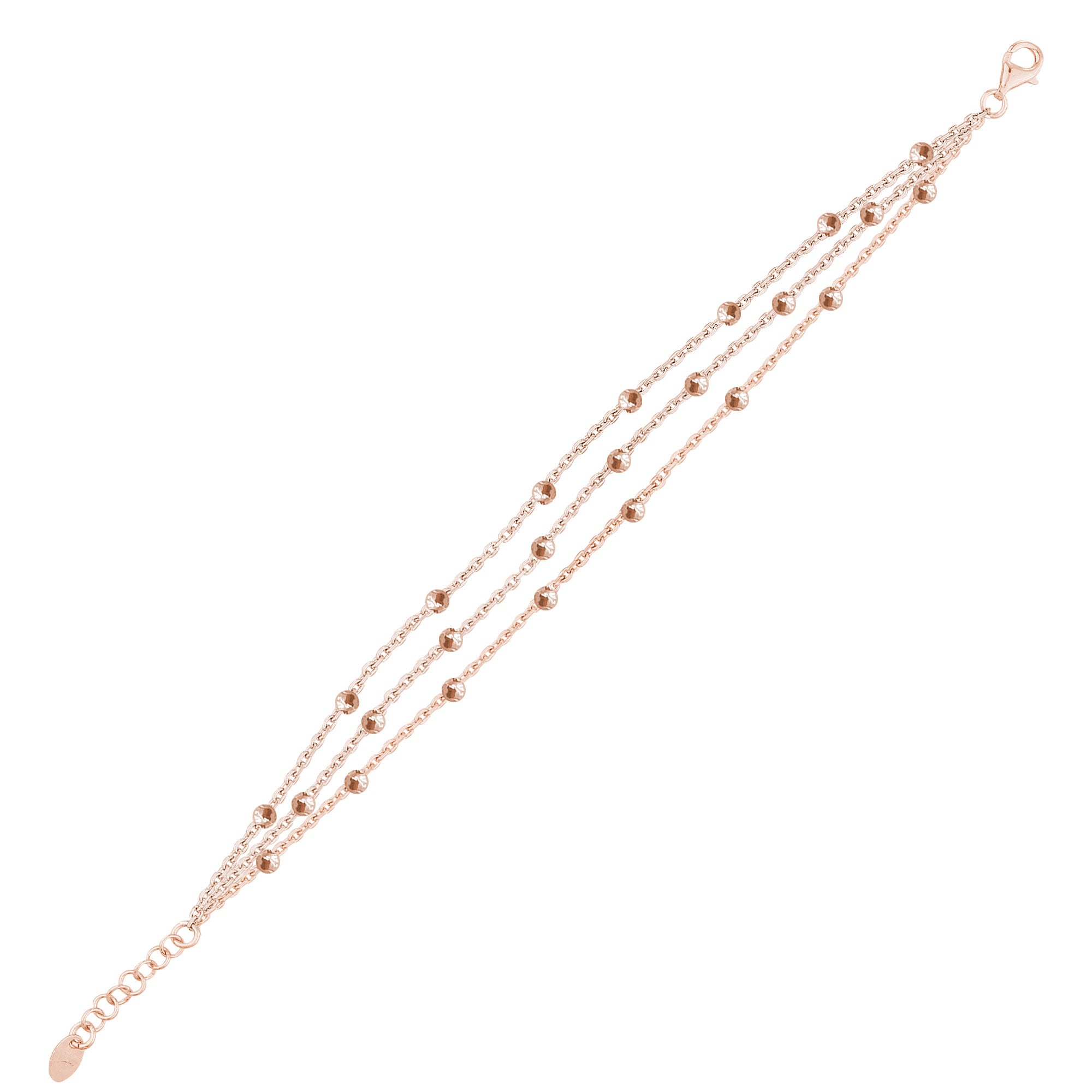 Toplu İnce Gümüş Üç Zincirli Bileklik SS3TBLK