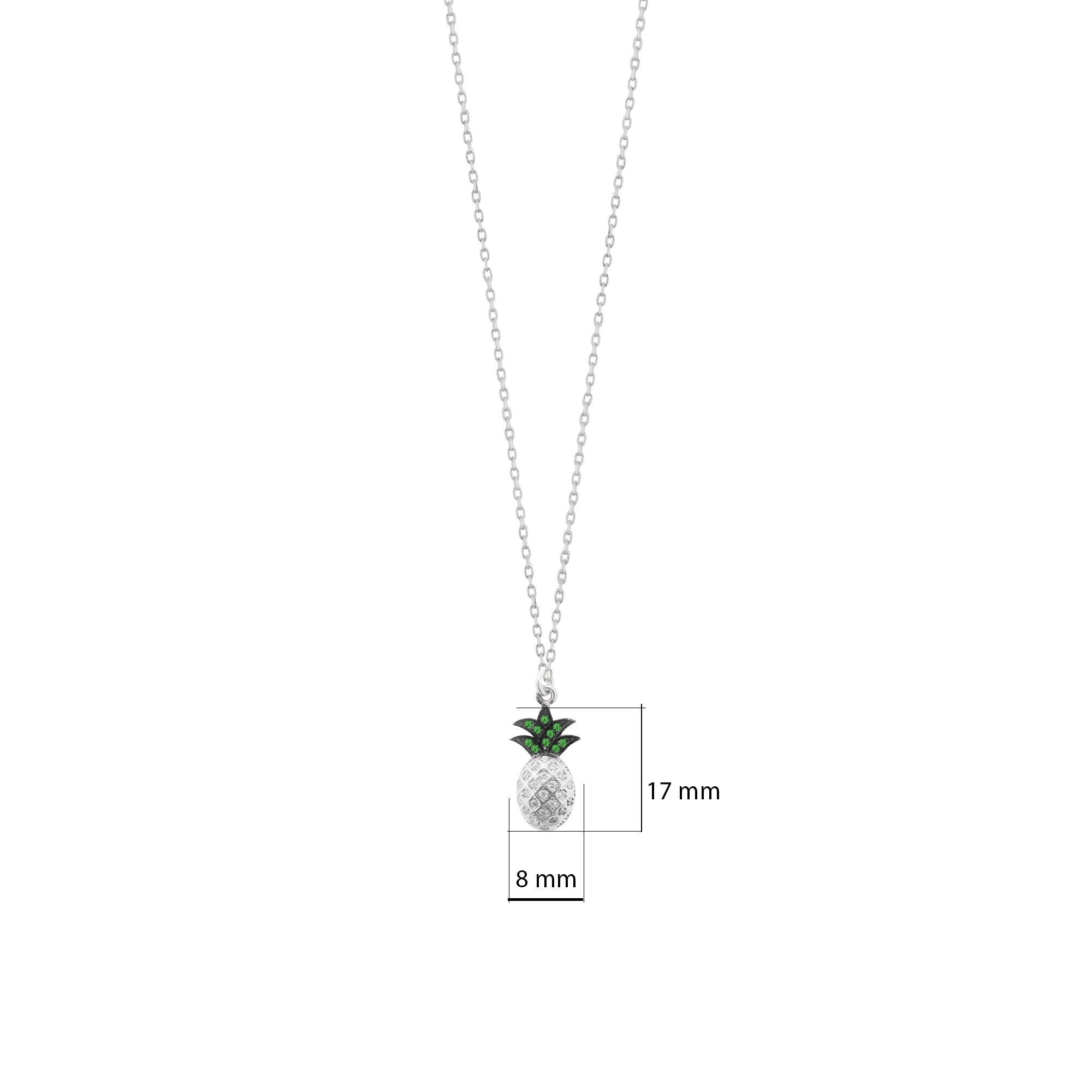 Ananas Gümüş Kolye Renkli Zirkon Taşlı 925 Ayar Gümüş SSANANAS01