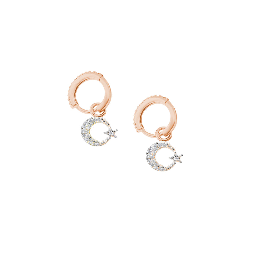 925 Ayar Gümüş Ay Yıldız Sallantılı Küpe SSAYE002