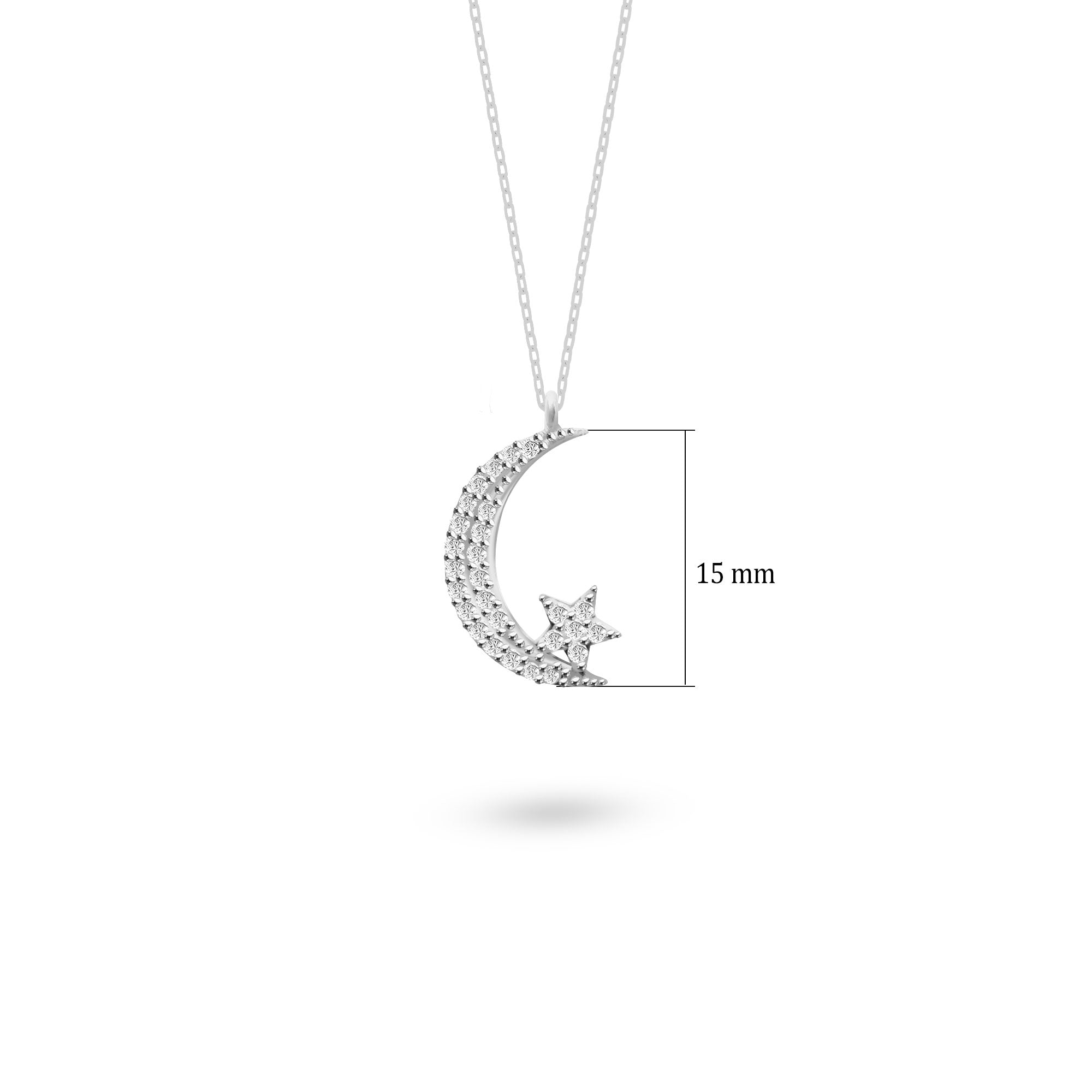 925 Ayar Gümüş Ay Yıldız Kolye SSAYYB