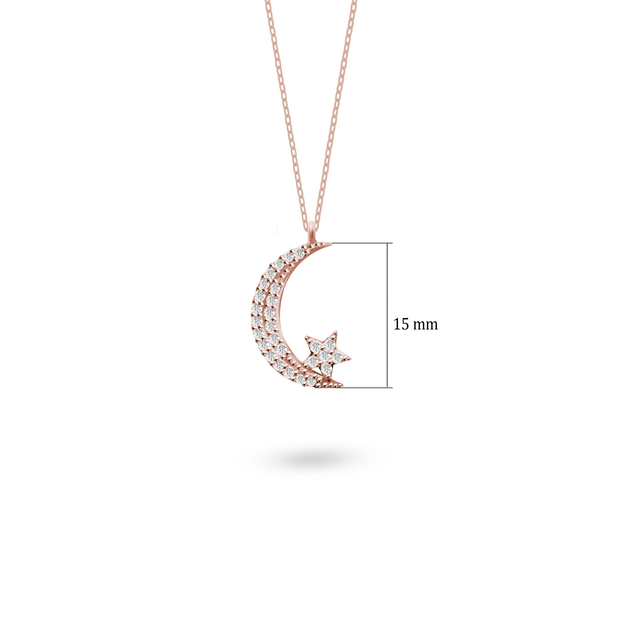 925 Ayar Gümüş Ay Yıldız Kolye SSAYYB