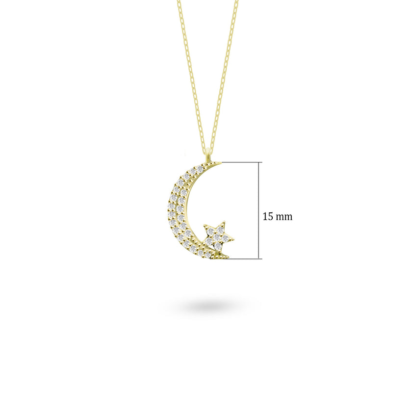 925 Ayar Gümüş Ay Yıldız Kolye SSAYYB
