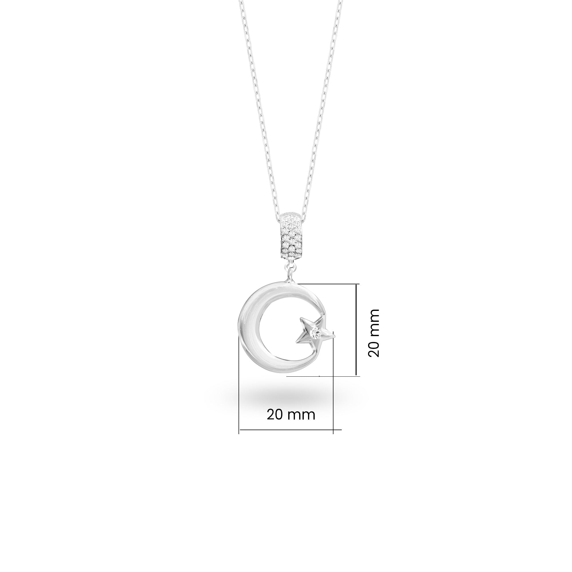 Türk Bayrağı Ay Yıldız Kolye 925 Ayar Gümüş SSAYYILDK