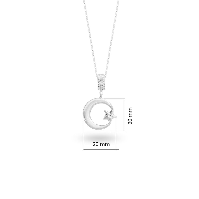 Türk Bayrağı Ay Yıldız Kolye 925 Ayar Gümüş SSAYYILDK