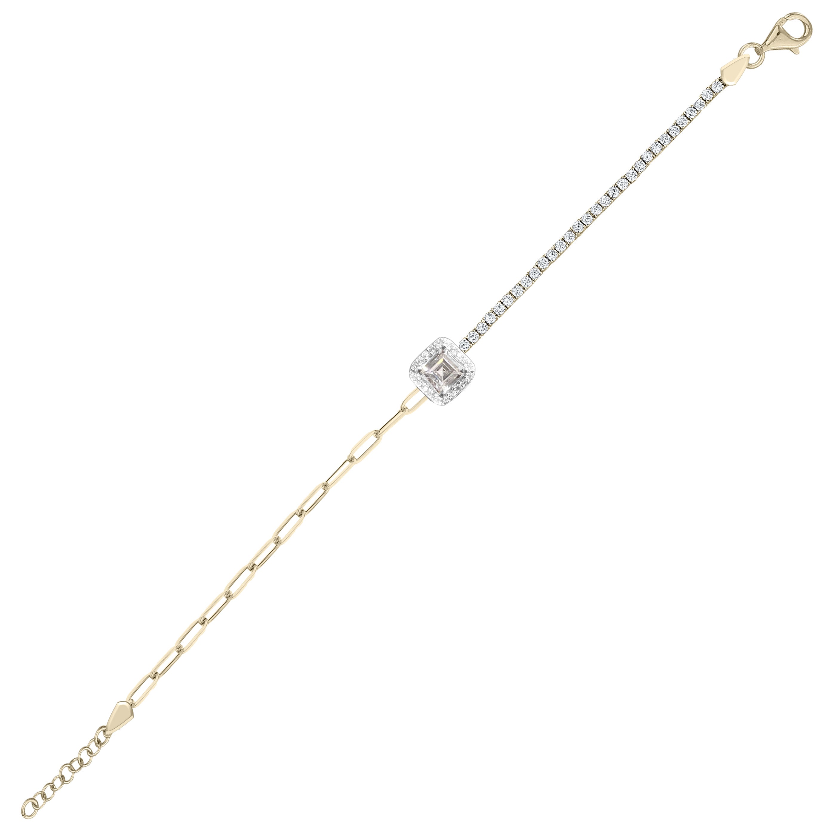 Ataç Zincir İtalyan Model Baget Zirkon Taşlı 925 Ayar Gümüş Bileklik SSBAGETZB3