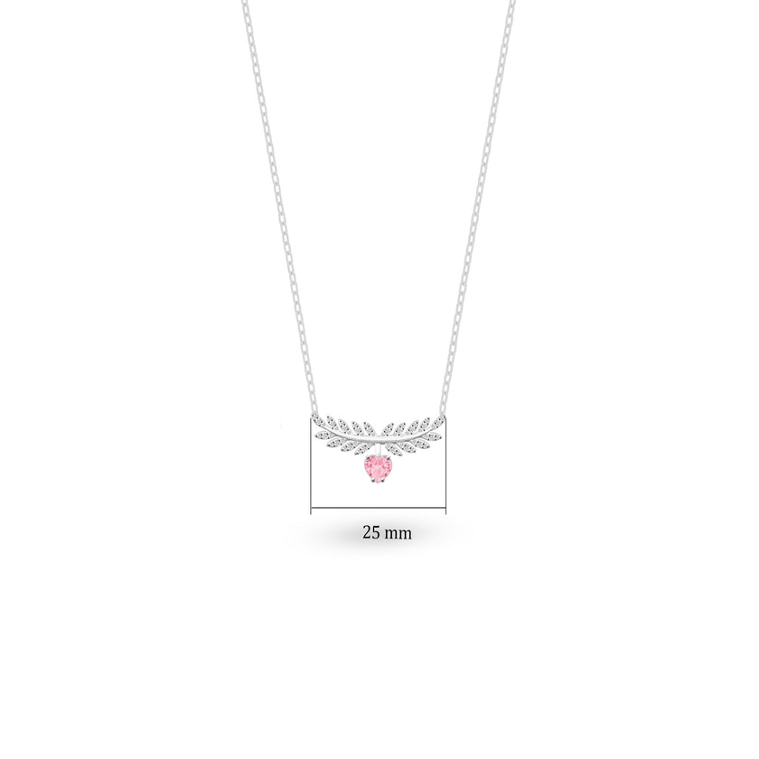 Barış Dalı Cannes Gümüş Kolye 925 Ayar Barış Dalı Kalpli Kolye SSCANNESK