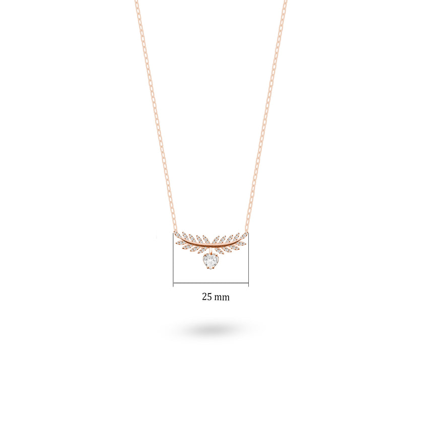 Barış Dalı Cannes Gümüş Kolye 925 Ayar Barış Dalı Kalpli Kolye SSCANNESK