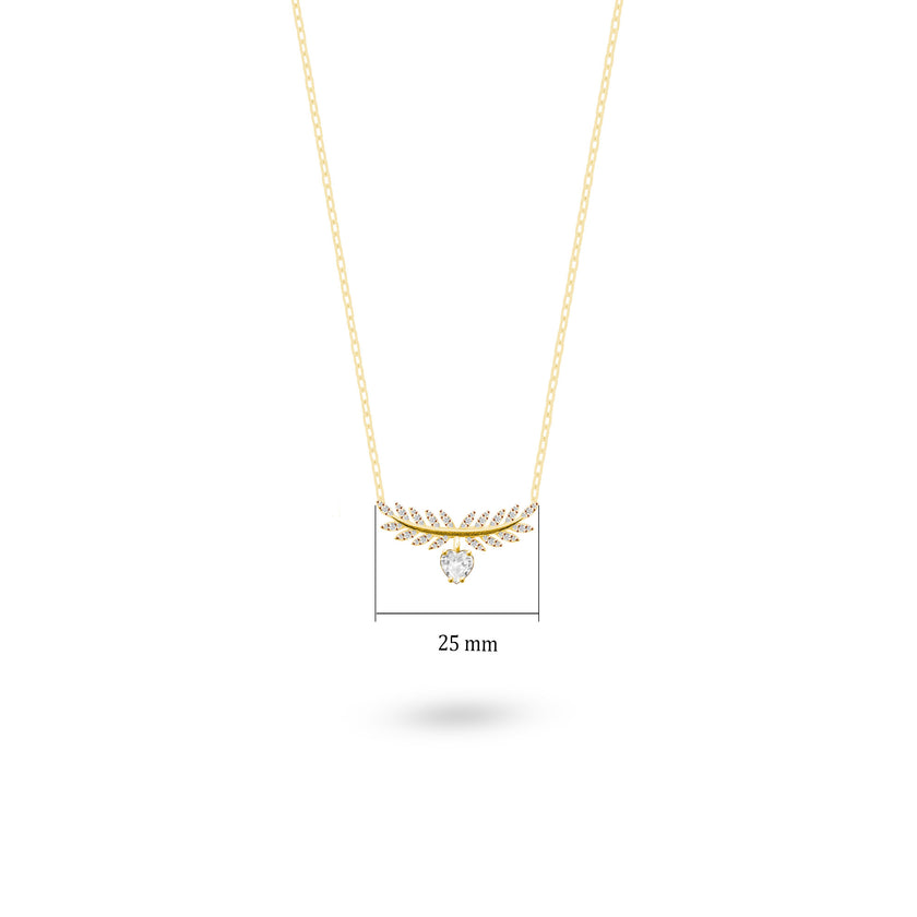 Barış Dalı Cannes Gümüş Kolye 925 Ayar Barış Dalı Kalpli Kolye SSCANNESK