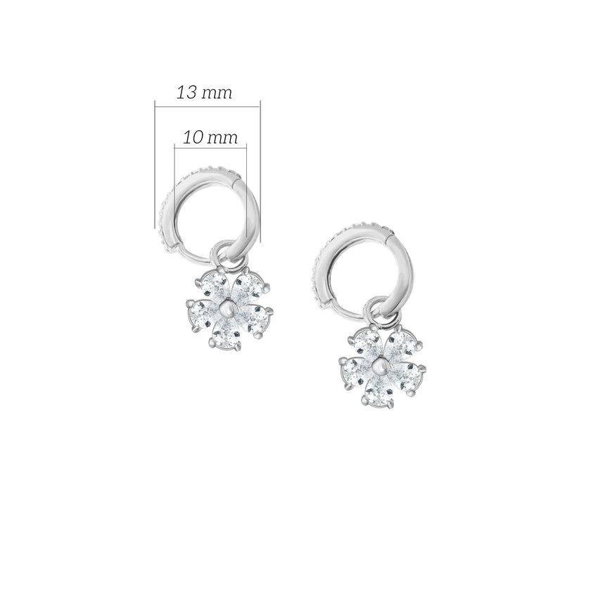 Çiçek Küpe 925 Ayar Gümüş Sallantılı Küpe Damla Kesim Taşlı SSÇİÇEKK