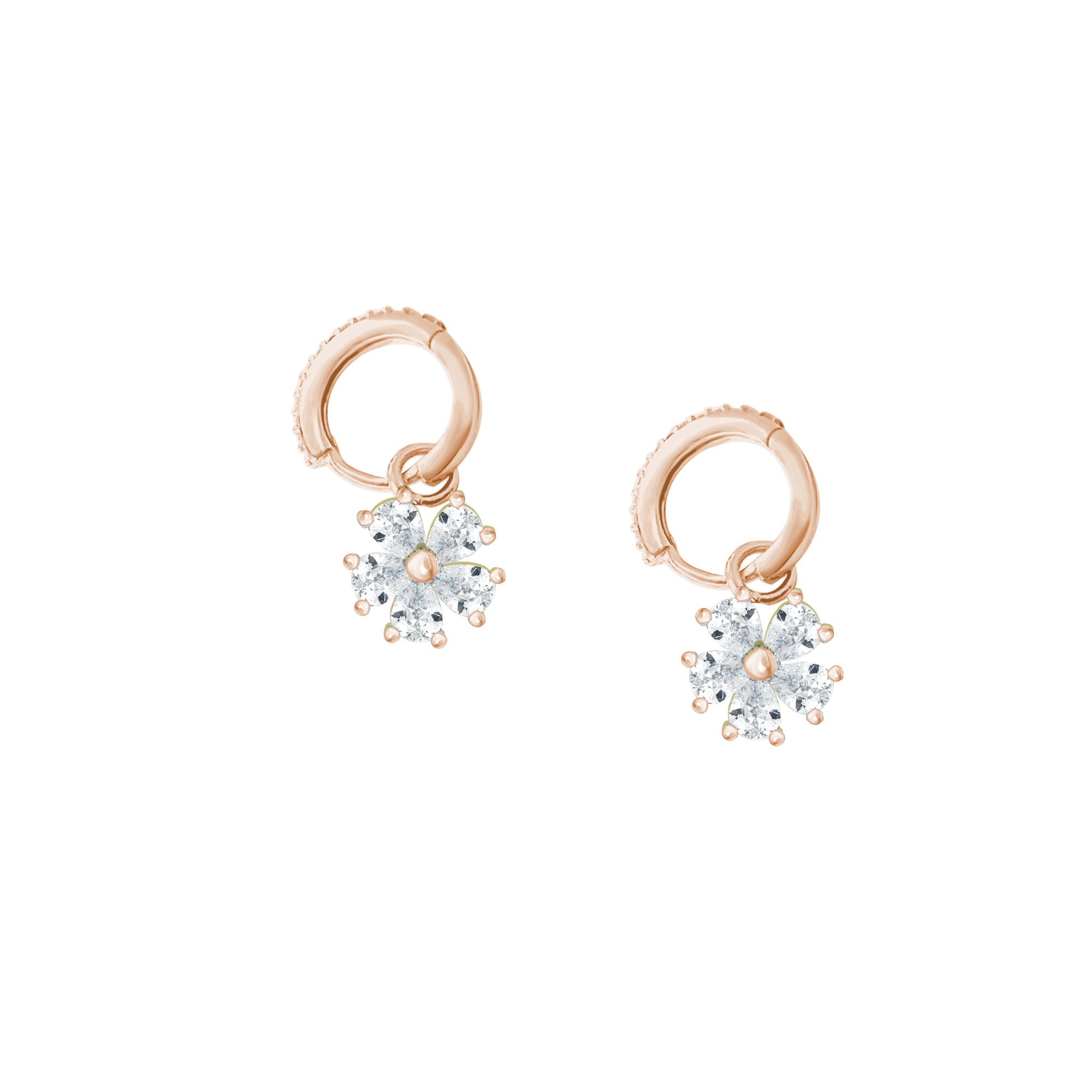 Çiçek Küpe 925 Ayar Gümüş Sallantılı Küpe Damla Kesim Taşlı SSÇİÇEKK