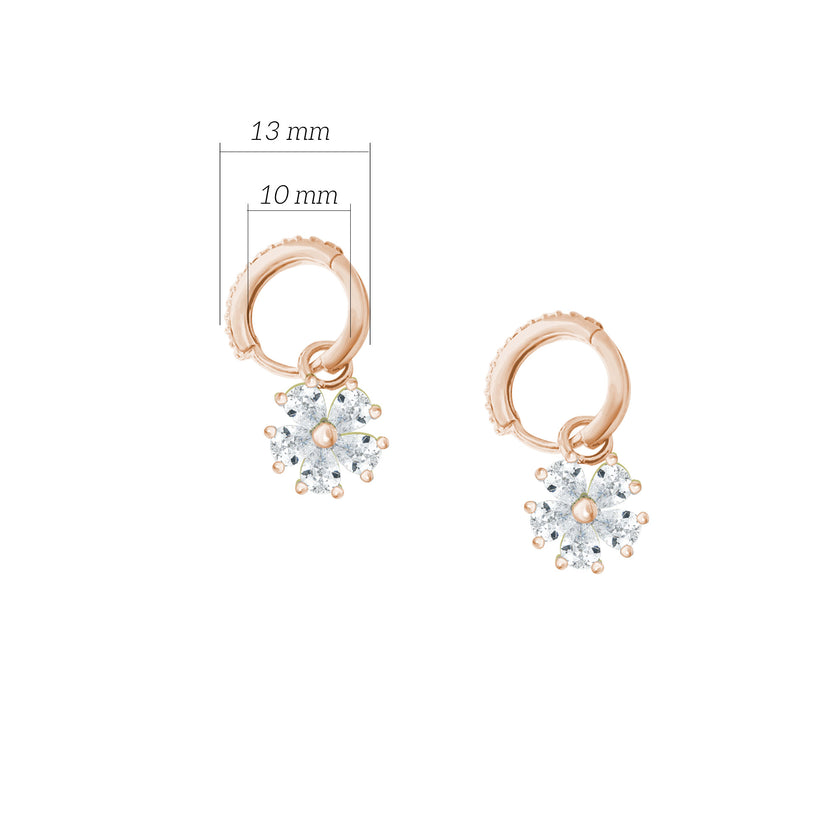 Çiçek Küpe 925 Ayar Gümüş Sallantılı Küpe Damla Kesim Taşlı SSÇİÇEKK