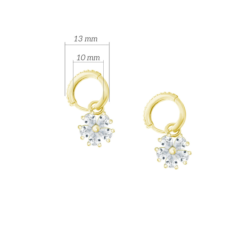 Çiçek Küpe 925 Ayar Gümüş Sallantılı Küpe Damla Kesim Taşlı SSÇİÇEKK