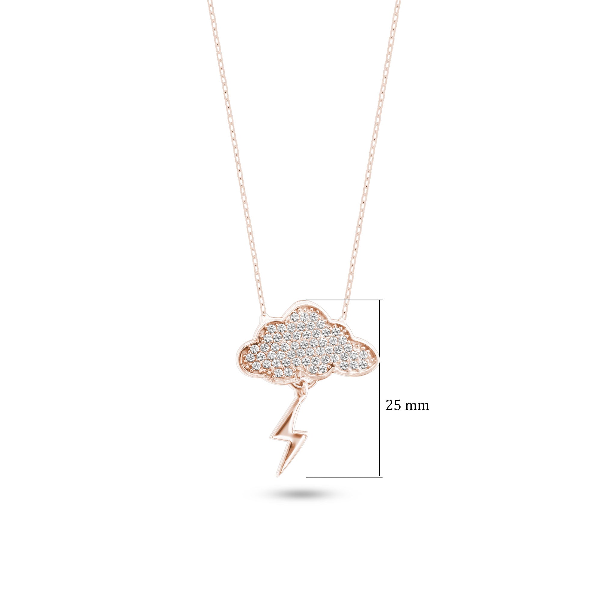 Gümüş Bulut Şimşek Kolye 925 Ayar Gümüş Taşlı Kolye SSCLOUDK