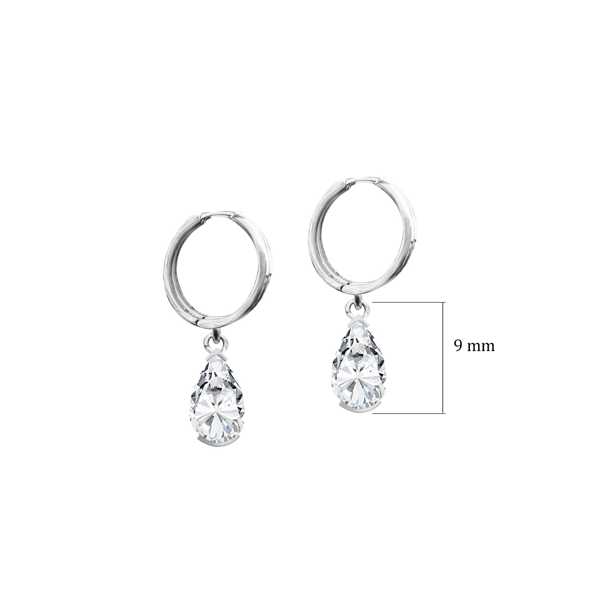 Zirkon Taşlı Damla Kesim Sallantılı Gümüş Küpe SSDAMLA08